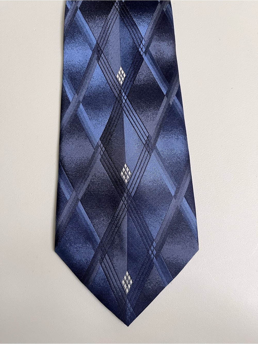 Vintage Pierre Cardin Men’s Silk Tie Blue/ Navy Plaid Classic